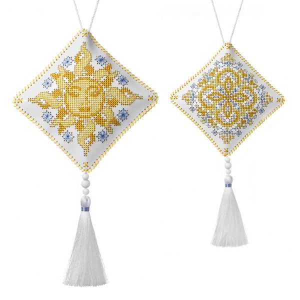 Faux Leather Cross-Stitch Kit &ndash; &ldquo;Folk Hanging Ornament Sun (Yarilo)&rdquo; FLHL-116