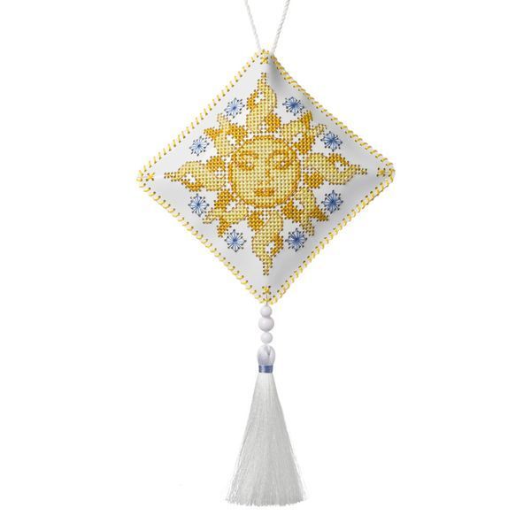 Faux Leather Cross-Stitch Kit &ndash; &ldquo;Folk Hanging Ornament Sun (Yarilo)&rdquo; FLHL-116