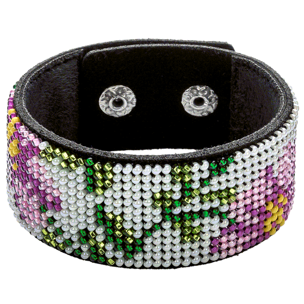 Faux Leather Bead Embroidery Kit &ndash; &ldquo;Bracelet&rdquo; (3 &times; 22 cm) FLBB-034 Black