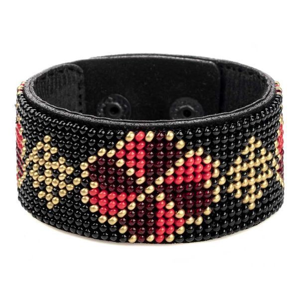 Faux Leather Bead Embroidery Kit &ndash; &ldquo;Bracelet&rdquo; (3 &times; 22 cm) FLBB-162 Black