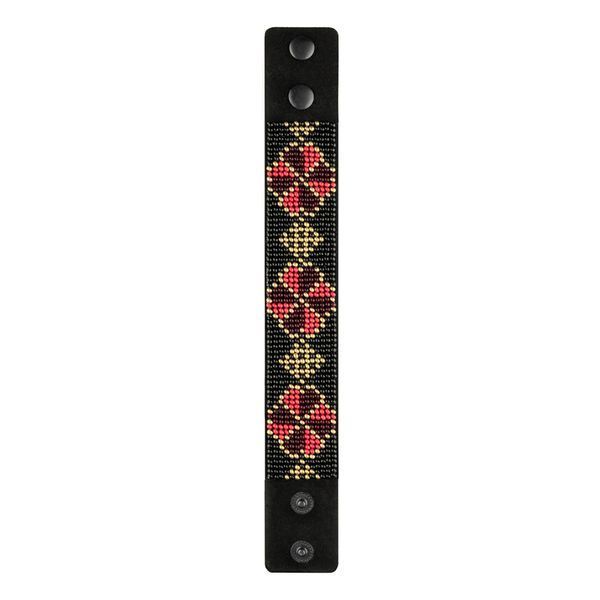 Faux Leather Bead Embroidery Kit &ndash; &ldquo;Bracelet&rdquo; (3 &times; 22 cm) FLBB-162 Black