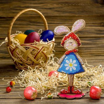 Wooden Bead Embroidery Kit &ndash; &ldquo;Girl Bunny&rdquo; FLK-253
