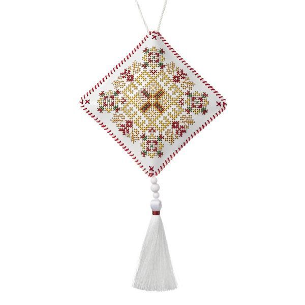 Faux Leather Cross-Stitch Kit &ndash; &ldquo;Folk Hanging Ornament Rooster&rdquo; FLHL-117