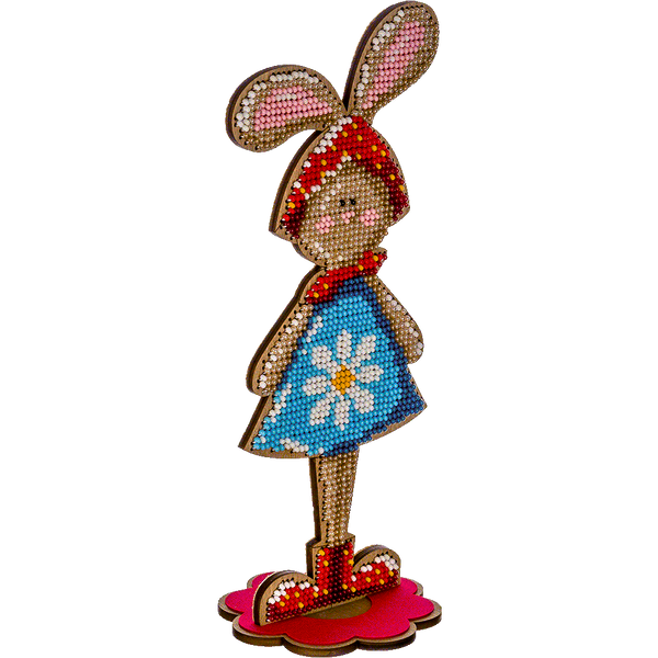 Wooden Bead Embroidery Kit &ndash; &ldquo;Girl Bunny&rdquo; FLK-253