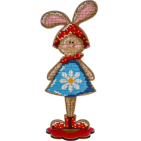 Wooden Bead Embroidery Kit &ndash; &ldquo;Girl Bunny&rdquo; FLK-253