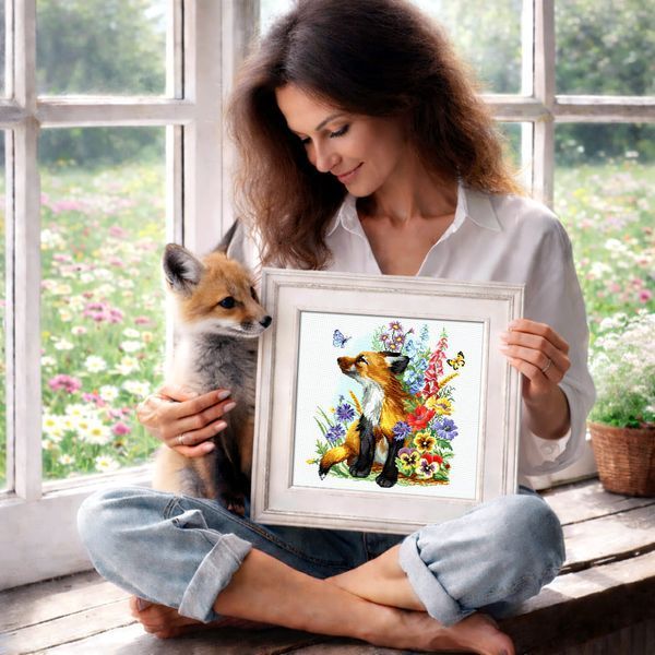 Cross-Stitch Pattern &ndash; "Fox in Flowers" WLP-095