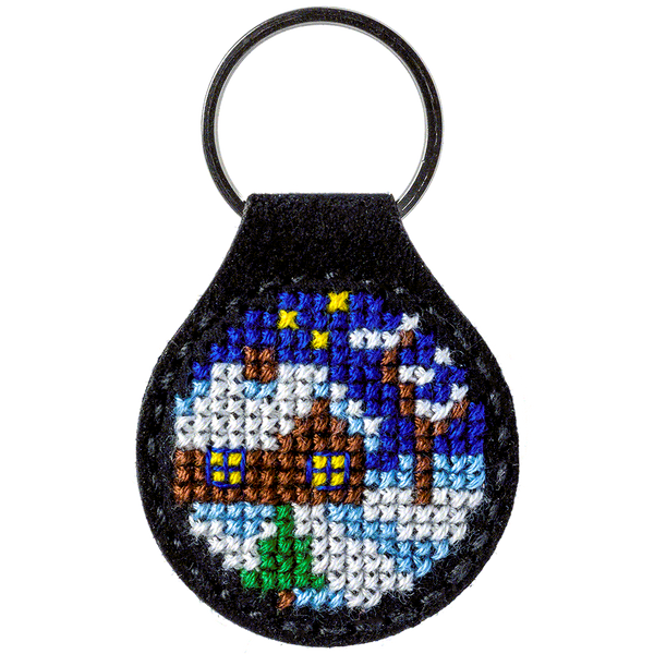 Faux Leather Cross-Stitch Kit &ndash; &ldquo;Keychain&rdquo; FLHL-012 Black
