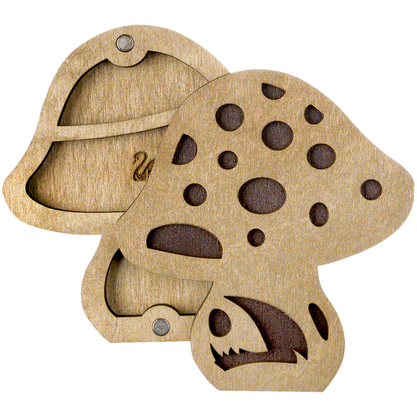 Wooden-Lid Bead Organizer &ndash; &ldquo;Toadstool&rdquo; FLZB-103