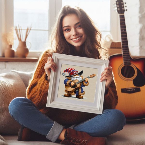 Cross-Stitch Pattern &ndash; "Gnome with a Guitar" WLP-038