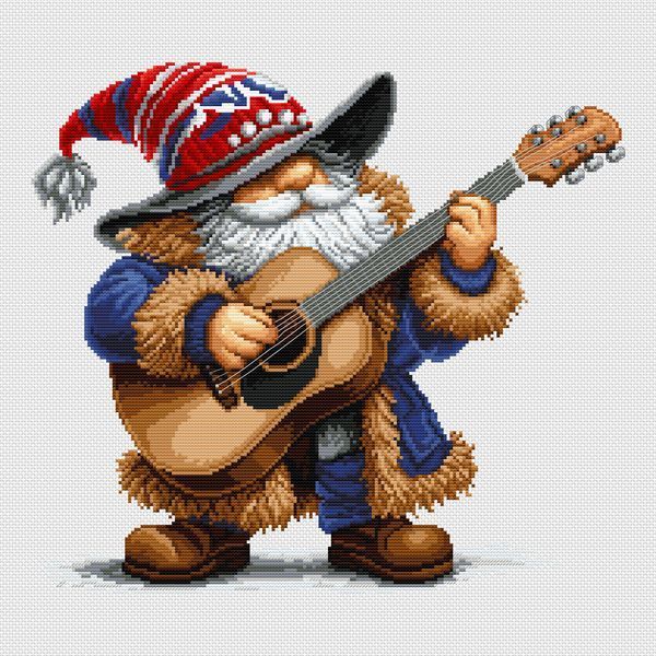 Cross-Stitch Pattern &ndash; "Gnome with a Guitar" WLP-038