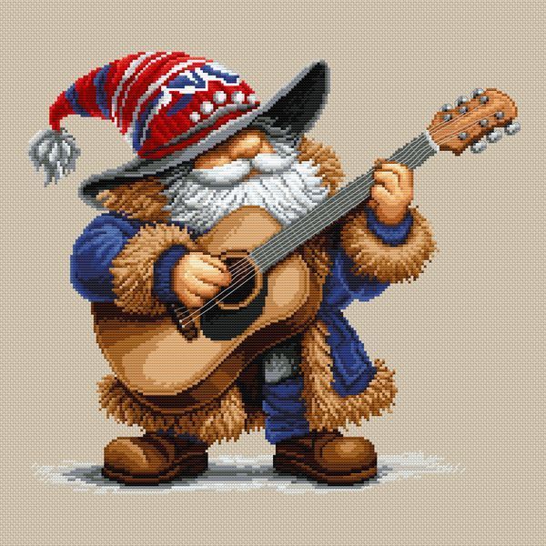 Cross-Stitch Pattern &ndash; "Gnome with a Guitar" WLP-038