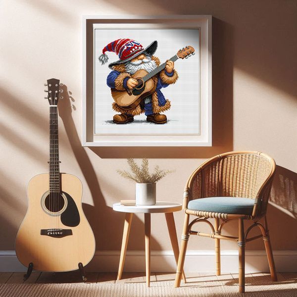 Cross-Stitch Pattern &ndash; "Gnome with a Guitar" WLP-038