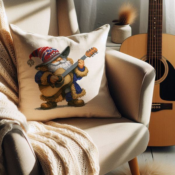 Cross-Stitch Pattern &ndash; "Gnome with a Guitar" WLP-038