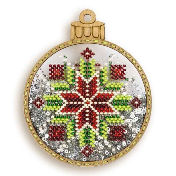 Bead Embroidery Kit (Plastic Base) &ndash; &ldquo;Christmas Ornament &ndash; Festive Pattern&rdquo; (Double-Sided) FLPL-057