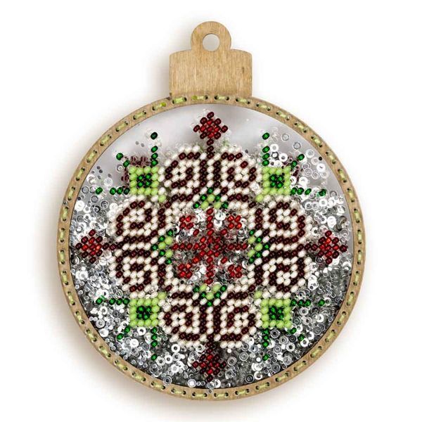Bead Embroidery Kit (Plastic Base) &ndash; &ldquo;Christmas Ornament &ndash; Festive Pattern&rdquo; (Double-Sided) FLPL-057