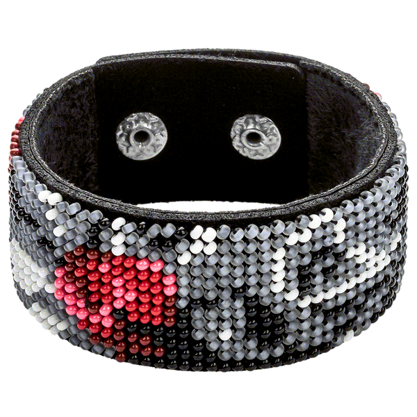 Faux Leather Bead Embroidery Kit &ndash; &ldquo;Bracelet&rdquo; (3 &times; 22 cm) FLBB-035 Black