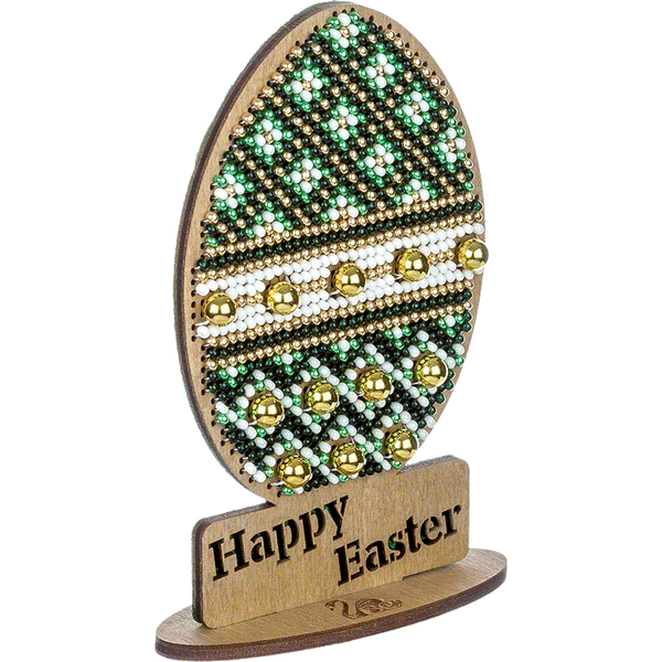 Wooden Bead Embroidery Kit &ndash; &ldquo;Easter Egg &ndash; Happy Easter&rdquo; FLK-434