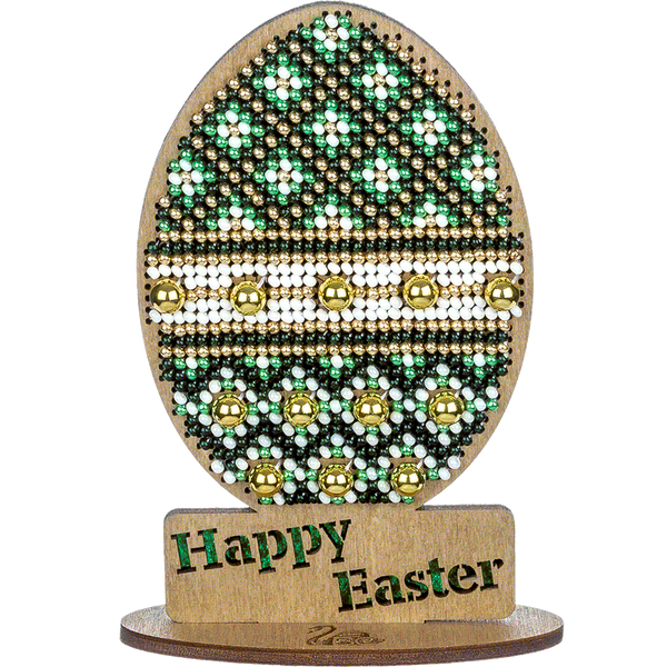 Wooden Bead Embroidery Kit &ndash; &ldquo;Easter Egg &ndash; Happy Easter&rdquo; FLK-434