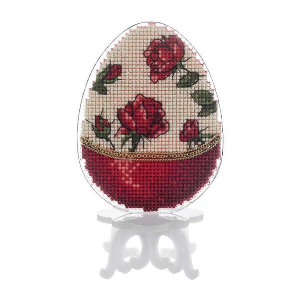 Plastic Cross-Stitch Kit &ndash; "Easter Egg &ndash; Roses" FLX-067