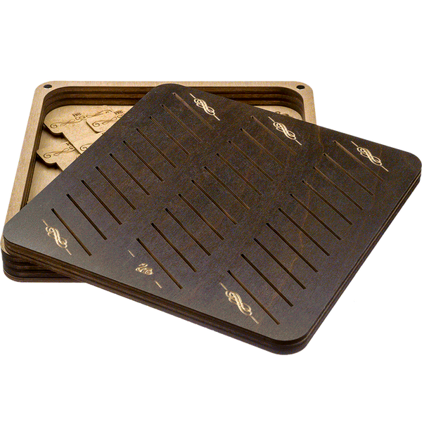 Bobbin Organizer Box &ndash; &ldquo;Dark Square&rdquo; + 32 bobbins FLZB(N)-063