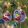 Wooden Bead Embroidery Kit &ndash; &ldquo;Christmas Ornament &ndash; Winter Berry&rdquo; (2 pcs) FLK-304