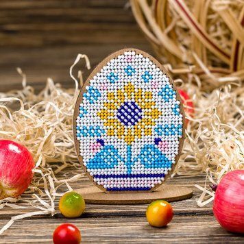 Wooden Bead Embroidery Kit &ndash; &ldquo;Easter Egg&rdquo; FLK-254