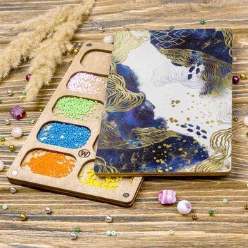 Bead Organizer With Wooden Lid &ndash; &ldquo;Starry Night, Rectangular&rdquo; FLZB-209