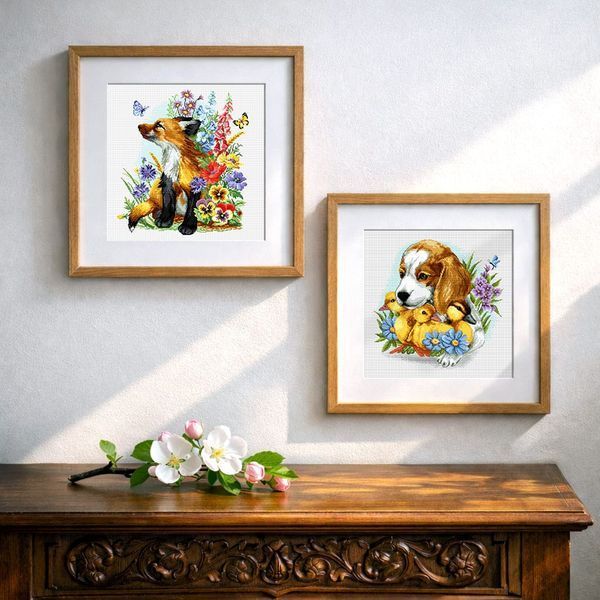 Cross-Stitch Pattern &ndash; "Puppy and Ducklings" WLP-096