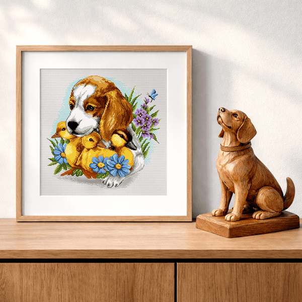 Cross-Stitch Pattern &ndash; "Puppy and Ducklings" WLP-096