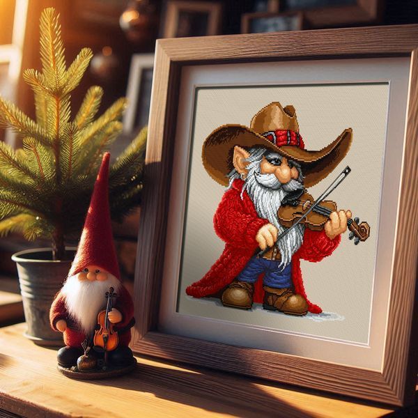 Cross-Stitch Pattern &ndash; "Gnome with a Violin" WLP-039