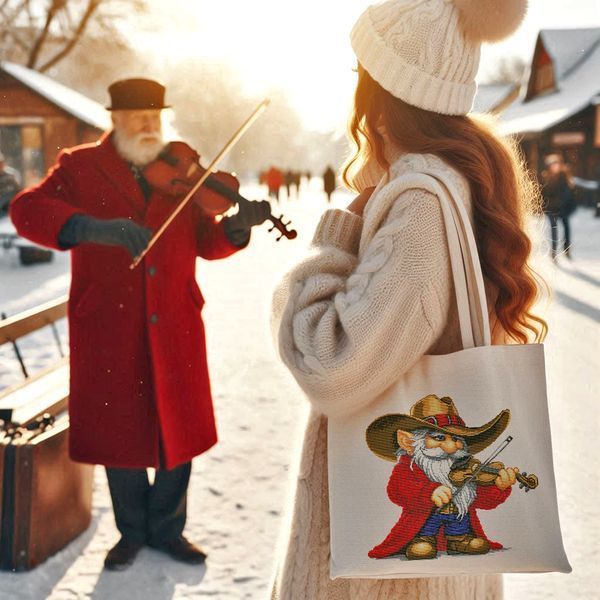 Cross-Stitch Pattern &ndash; "Gnome with a Violin" WLP-039
