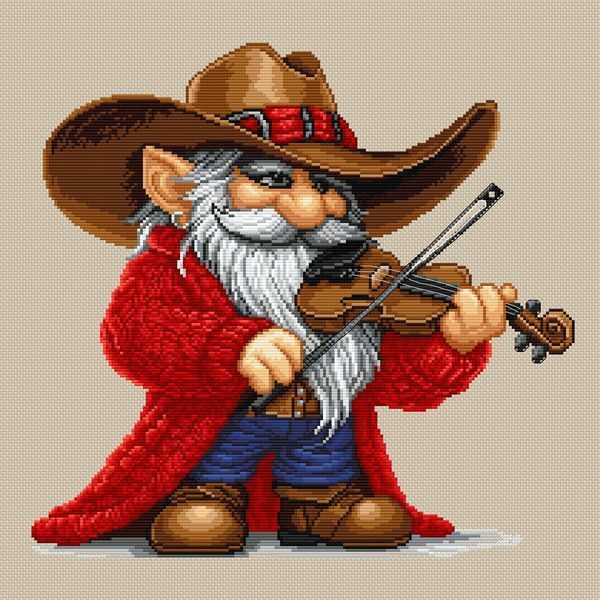 Cross-Stitch Pattern &ndash; "Gnome with a Violin" WLP-039