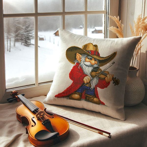 Cross-Stitch Pattern &ndash; "Gnome with a Violin" WLP-039
