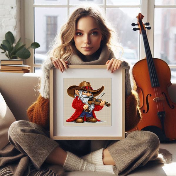 Cross-Stitch Pattern &ndash; "Gnome with a Violin" WLP-039