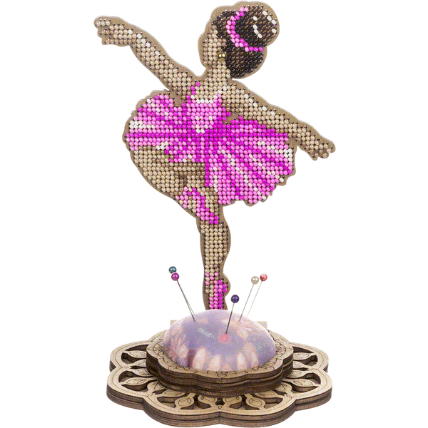Wooden Bead Embroidery Kit &ndash; &ldquo;Needle Case &ndash; Ballerina&rdquo; FLK-476