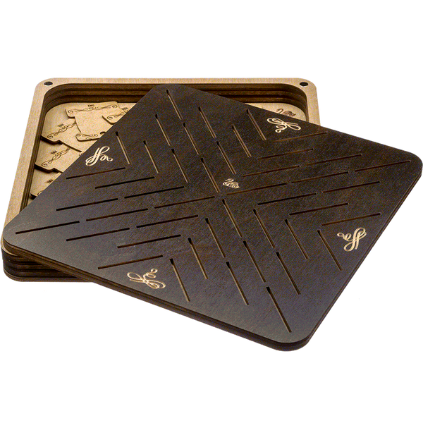 Bobbin Organizer Box &ndash; &ldquo;Dark Square&rdquo; + 46 bobbins FLZB(N)-064