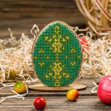Wooden Bead Embroidery Kit &ndash; &ldquo;Easter Egg&rdquo; FLK-255