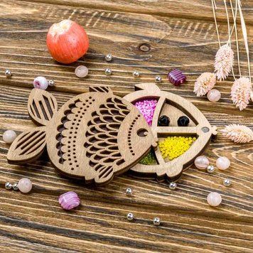 Wooden-Lid Bead Organizer &ndash; &ldquo;Fish&rdquo; FLZB-105
