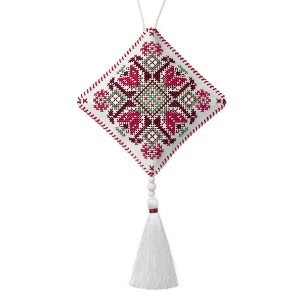 Faux Leather Cross-Stitch Kit &ndash; &ldquo;Folk Hanging Ornament Guelder Rose&rdquo; FLHL-119