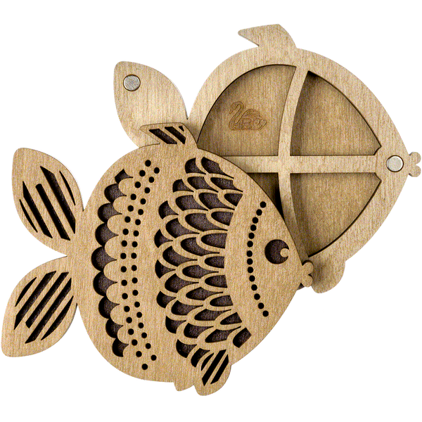 Wooden-Lid Bead Organizer &ndash; &ldquo;Fish&rdquo; FLZB-105