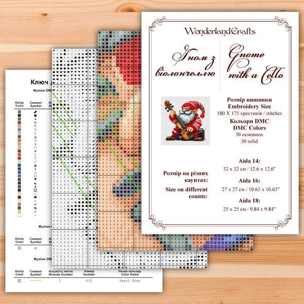 Cross-Stitch Pattern &ndash; "Gnomes Band". A set of three Cross-Stitch Patterns. WLP-040