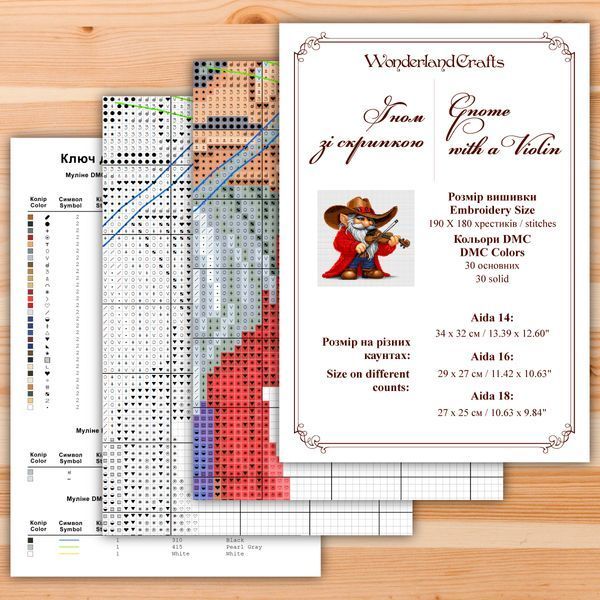Cross-Stitch Pattern &ndash; "Gnomes Band". A set of three Cross-Stitch Patterns. WLP-040