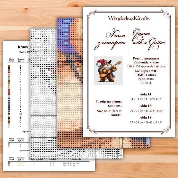 Cross-Stitch Pattern &ndash; "Gnomes Band". A set of three Cross-Stitch Patterns. WLP-040