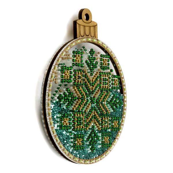 Bead Embroidery Kit (Plastic Base) &ndash; &ldquo;Christmas Ornament &ndash; Golden Sparkle&rdquo; (Double-Sided) FLPL-059