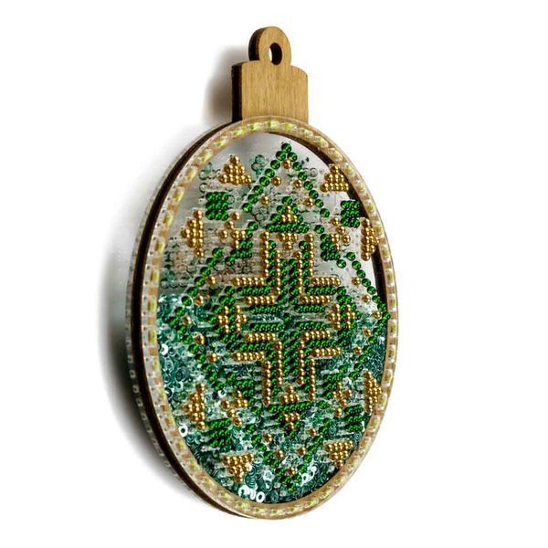 Bead Embroidery Kit (Plastic Base) &ndash; &ldquo;Christmas Ornament &ndash; Golden Sparkle&rdquo; (Double-Sided) FLPL-059