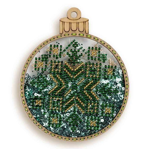 Bead Embroidery Kit (Plastic Base) &ndash; &ldquo;Christmas Ornament &ndash; Golden Sparkle&rdquo; (Double-Sided) FLPL-059