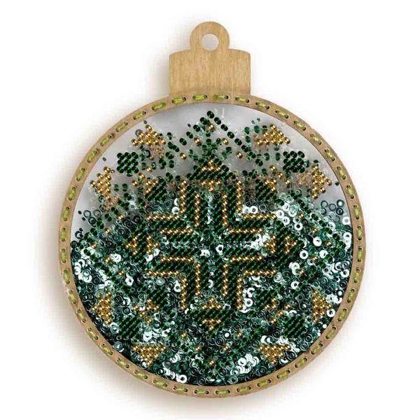 Bead Embroidery Kit (Plastic Base) &ndash; &ldquo;Christmas Ornament &ndash; Golden Sparkle&rdquo; (Double-Sided) FLPL-059