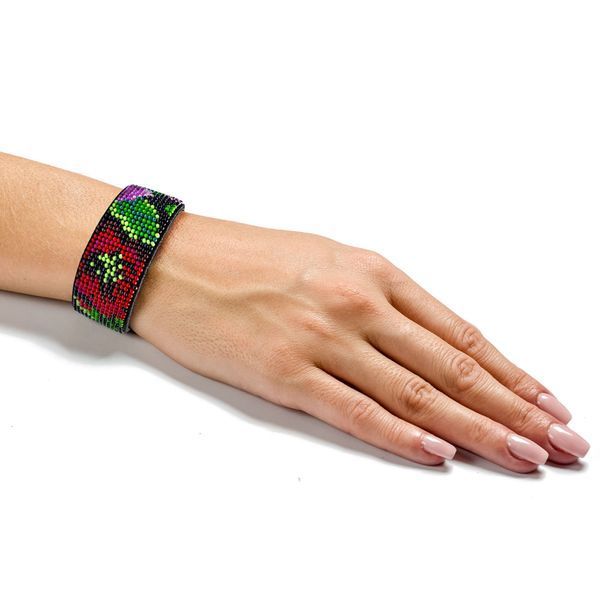 Faux Leather Bead Embroidery Kit &ndash; &ldquo;Bracelet&rdquo; (3 &times; 22 cm) FLBB-037 Black
