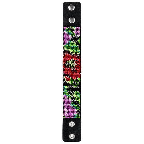 Faux Leather Bead Embroidery Kit &ndash; &ldquo;Bracelet&rdquo; (3 &times; 22 cm) FLBB-037 Black