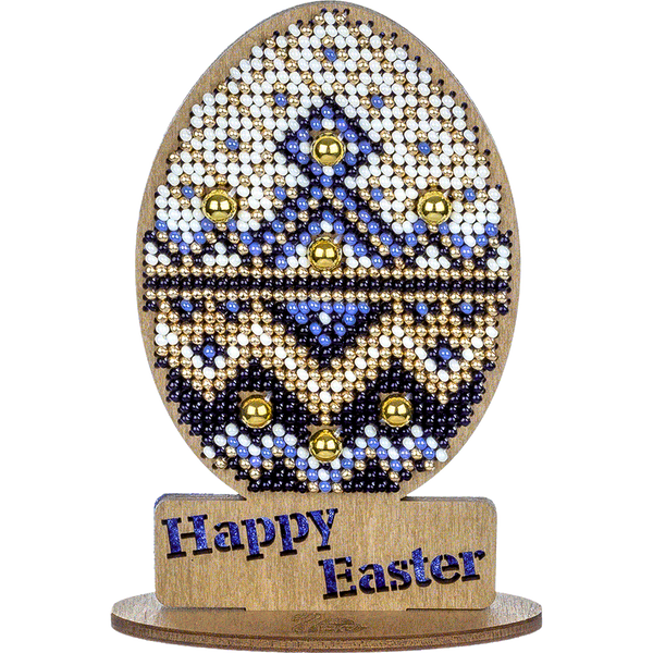 Wooden Bead Embroidery Kit &ndash; &ldquo;Easter Egg &ndash; Happy Easter&rdquo; FLK-436